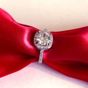 Halo Round Cut Wedding Engagement White Gold Ring